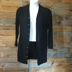 Leo Rosi Suzy Snap Button Long Cardigan M 4-6 Blac